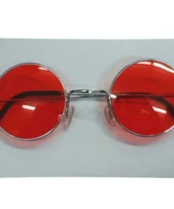 Carnival Products Hippie Red Round Glasses Pop Star Costume Sunglasses Womens