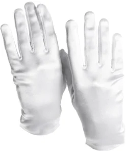 Music Legs Womens Mime Satin Wrist Length Clown Opera Black Red White Gloves