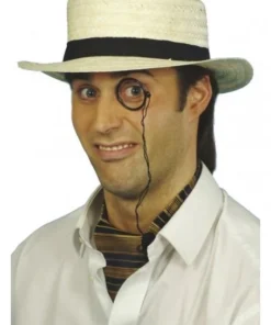 Smiffy's Straw Boater Hat With Black Hat Band School Hat