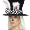 Smiffy's Womens March Hare Tea Party Top Hat With Bunny Ears 2 Smiffy's Womens March Hare Tea Party Top Hat With Bunny Ears