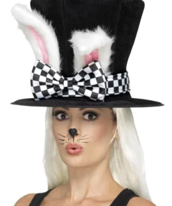 Smiffy's Womens March Hare Tea Party Top Hat With Bunny Ears