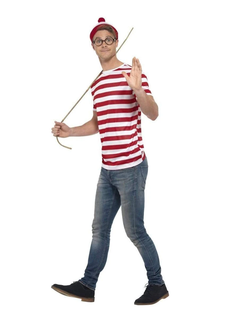 Smiffy's Mens Where's Wally Adult Fancy Dress Costume Kit 4 Smiffy's Mens Where's Wally Adult Fancy Dress Costume Kit