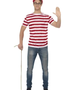 Smiffy's Mens Where's Wally Adult Fancy Dress Costume Kit