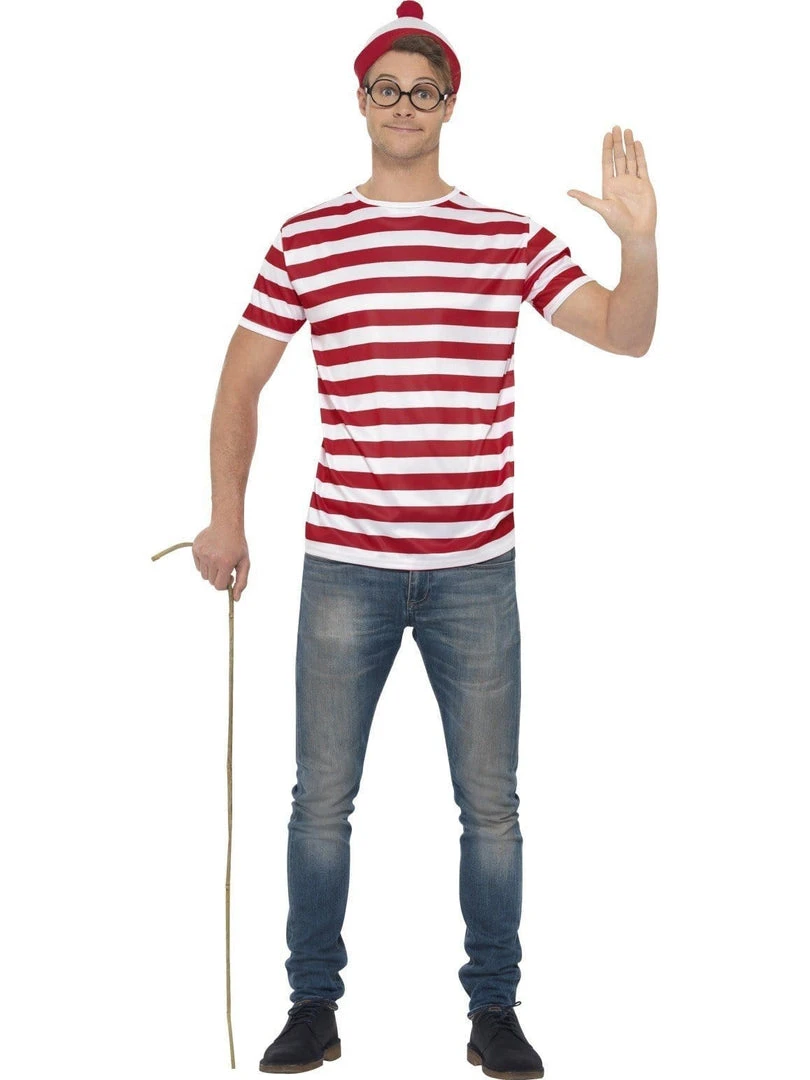 Smiffy's Mens Where's Wally Adult Fancy Dress Costume Kit 3 Smiffy's Mens Where's Wally Adult Fancy Dress Costume Kit