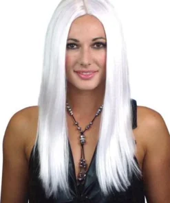 Carnival Products Womens White Wig Long With Centre Part