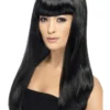 Smiffy's Babelicious Wig Women's Long Straight Black Wig With Fringe