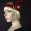 Interalia Womens Flapper Headband Deluxe Red Feathers 1 Interalia Womens Flapper Headband Deluxe Red Feathers