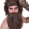 Tomfoolery Caveman Brown Beard And Wig Costume Set