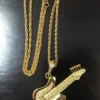 Carnival Products Mens Guitar Necklace Gold Metal