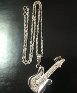 Carnival Products Buy Costumes Guitar Necklace Silver Metal