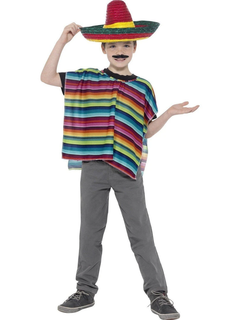 Smiffy's Fiesta Mexican Kids Fancy Dress Sombrero And Poncho Costume Kit 3 Smiffy's Fiesta Mexican Kids Fancy Dress Sombrero And Poncho Costume Kit
