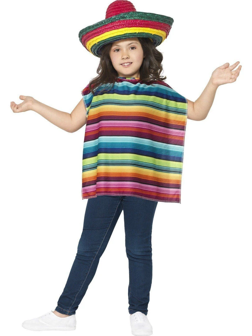Smiffy's Fiesta Mexican Kids Fancy Dress Sombrero And Poncho Costume Kit 4 Smiffy's Fiesta Mexican Kids Fancy Dress Sombrero And Poncho Costume Kit