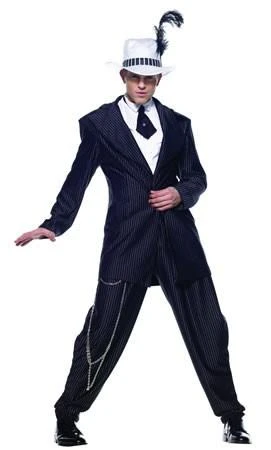Disguises Mens Gangster 1920's Pimp Zoot Suit Men's Hire Costume 3 Disguises Mens Gangster 1920's Pimp Zoot Suit Men's Hire Costume