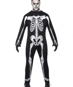 Smiffy's Womens Skeleton Halloween Jumpsuit Adults Costume Day Of The Dead Fancy Dress