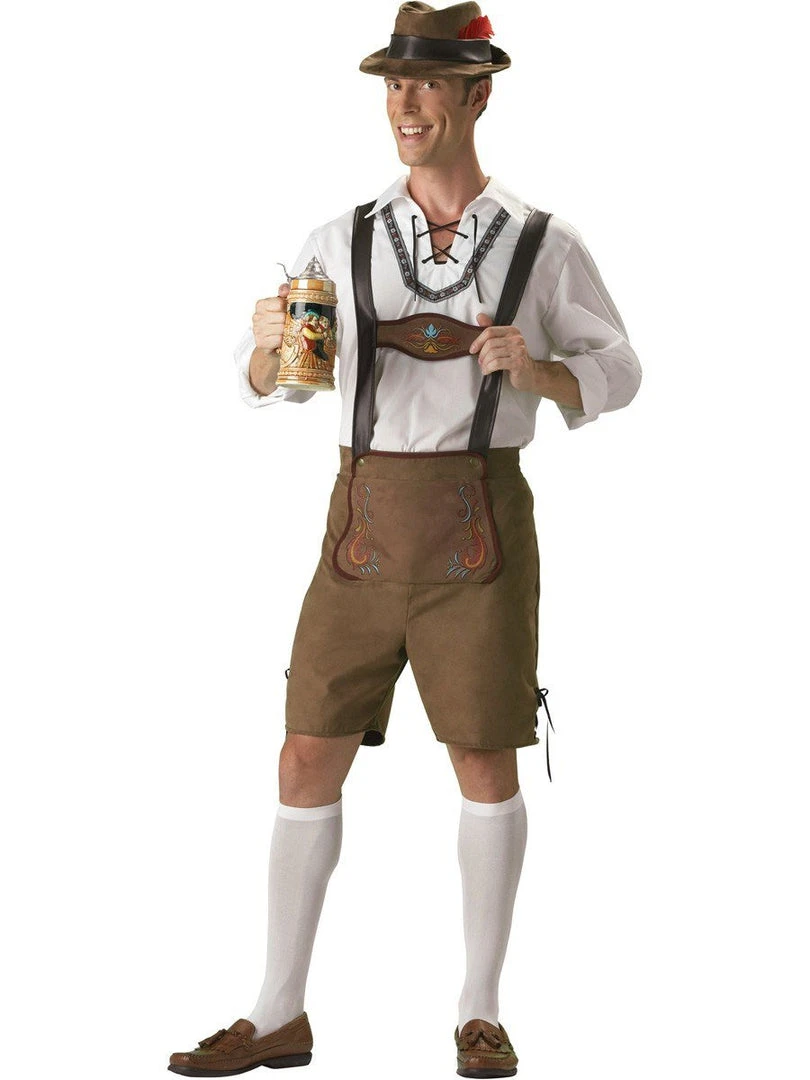 In Character Oktoberfest Costume Lederhosen Deluxe Mens Hire Costume 3 In Character Oktoberfest Costume Lederhosen Deluxe Mens Hire Costume