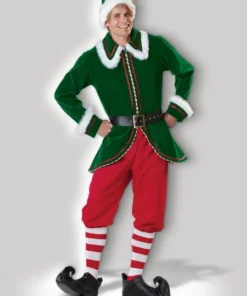 In Character Candy Cane Mens Elf Christmas Santa's Helper Hire Costume