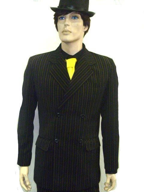 Disguises Gangster Yellow Pin Stripe Men's 1920's Hire Costume Mens 3 Disguises Gangster Yellow Pin Stripe Men's 1920's Hire Costume Mens