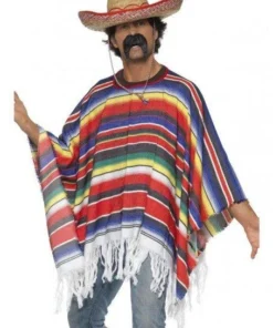 Smiffy's Poncho Mexican Colourful Adult Costume Mens