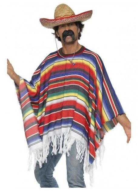 Smiffy's Poncho Mexican Colourful Adult Costume Mens 3 Smiffy's Poncho Mexican Colourful Adult Costume Mens