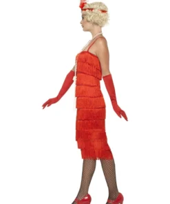 Smiffy's Flapper 1920s Longer Red Fringed Adult Costume For Sale Womens
