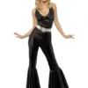 Smiffy's Womens Disco Diva 70's Black Jumpsuit Costume