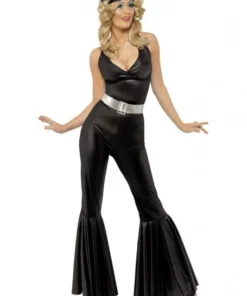 Smiffy's Womens Disco Diva 70's Black Jumpsuit Costume
