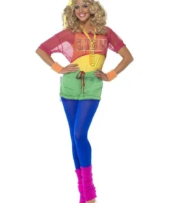 Smiffy's Olivia Newton John 80's Aerobics Work Out Let's Get Physical Costume Womens