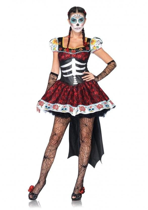 Leg Avenue Day Of The Dead Senorita Womens Hire Costume 3 Leg Avenue Day Of The Dead Senorita Womens Hire Costume