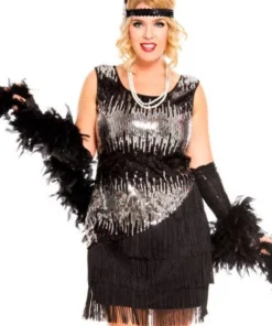 Music Legs Fearless Flapper Gatsby Flapper Black Plus Size Womens Costume