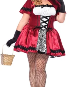 Leg Avenue Womens Red Riding Hood Gothic Red Plus Size Adult Costume For Hire