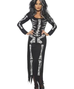 Smiffy's Skeleton Dress Women's Halloween Costume Womens