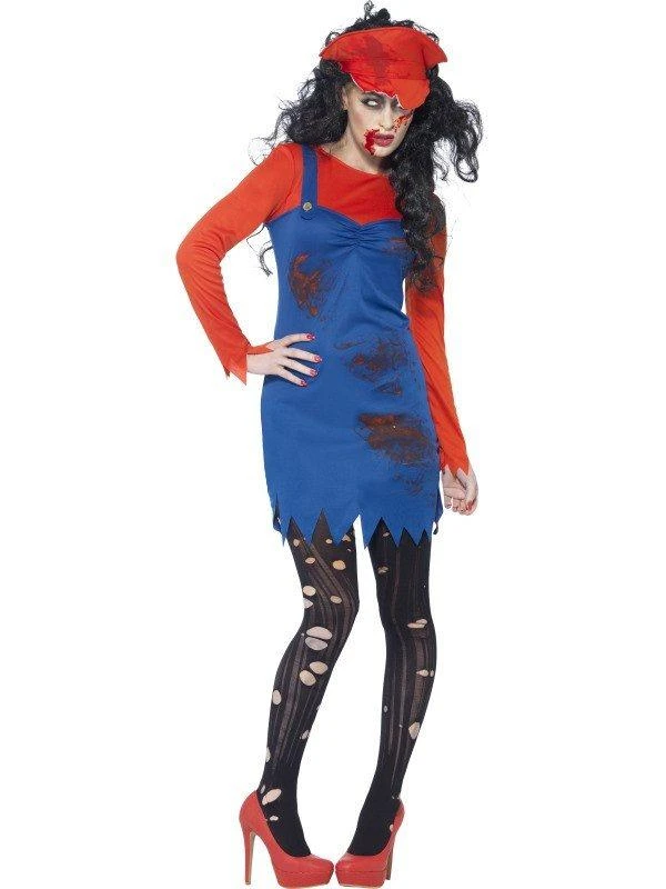 Smiffy's Zombie Super Mario Bros. Female Costume Halloween Adult Fancy Dress 3 Smiffy's Zombie Super Mario Bros. Female Costume Halloween Adult Fancy Dress