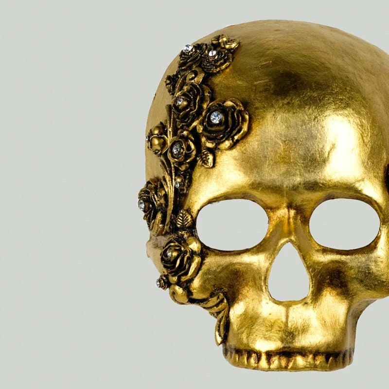 Carta Alta Skull Rose Gold Venetian Handmade Masquerade Mask 5 Carta Alta Skull Rose Gold Venetian Handmade Masquerade Mask