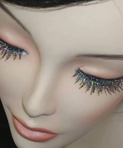 Carnival Products Womens Glitter Multi-Coloured False Eyelashes Black