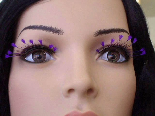 Carnival Products Feathers Purple False Eyelashes Black 3 Carnival Products Feathers Purple False Eyelashes Black