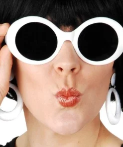 Tomfoolery Jackie O White 60's Sunglasses Womens