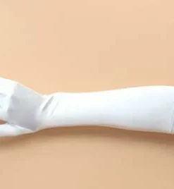 Interalia Womens Formal White Long Satin Quality 1920's Stretchy Costume Gloves
