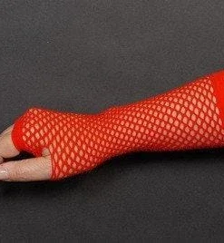 Interalia Punk 1980's Long Red Fishnet Costume Fingerless Gloves