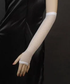 Interalia Fishnet Long White 80's Fingerless Gloves Womens