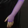 Interalia Womens Fishnet Long 1980's Purple Fingerless Gloves