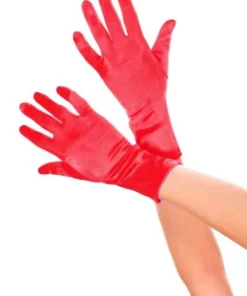 Music Legs Womens Mime Satin Wrist Length Clown Opera Black Red White Gloves