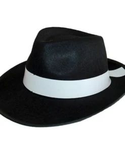 Tomfoolery Gangster Black Costume Hat White Band