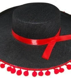 Sweidas Spanish Costume Hat With Red Pom Poms Ball Trim Buy Costumes