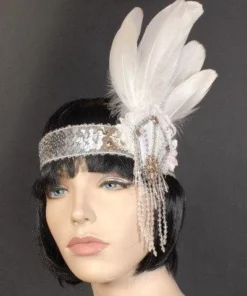 Interalia Womens Lace Silver Flapper Deluxe Headband