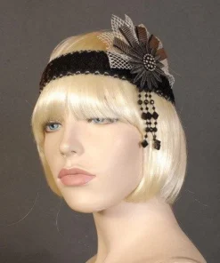 Interalia Womens Netting Black Flapper Deluxe Headband