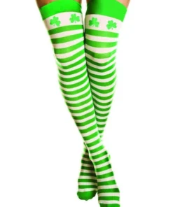 Tomfoolery Womens Shamrocks Thigh High Stockings