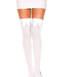 Music Legs Stockings Thigh High Stay-ups With Bows Opaque