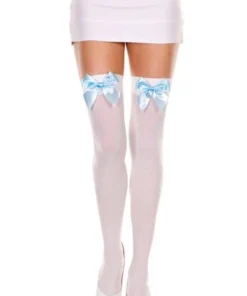Music Legs Stockings Thigh High Stay-ups With Bows Opaque