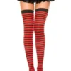 Music Legs Womens Striped Red And Black Thigh High Stockings Hold-up Pull Up Women