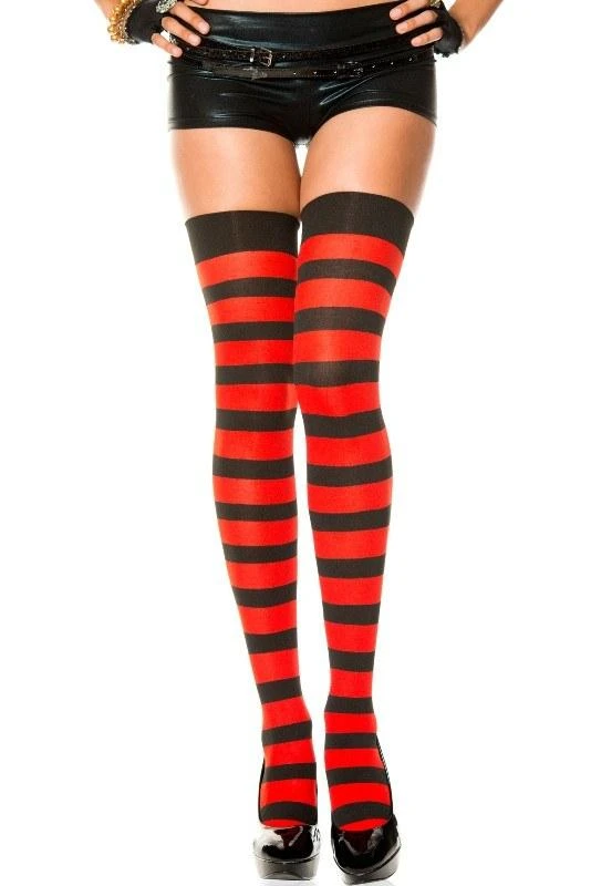 Music Legs Thigh Hi Wide Striped Stay-Up Stockings Womens 5 Music Legs Thigh Hi Wide Striped Stay-Up Stockings Womens